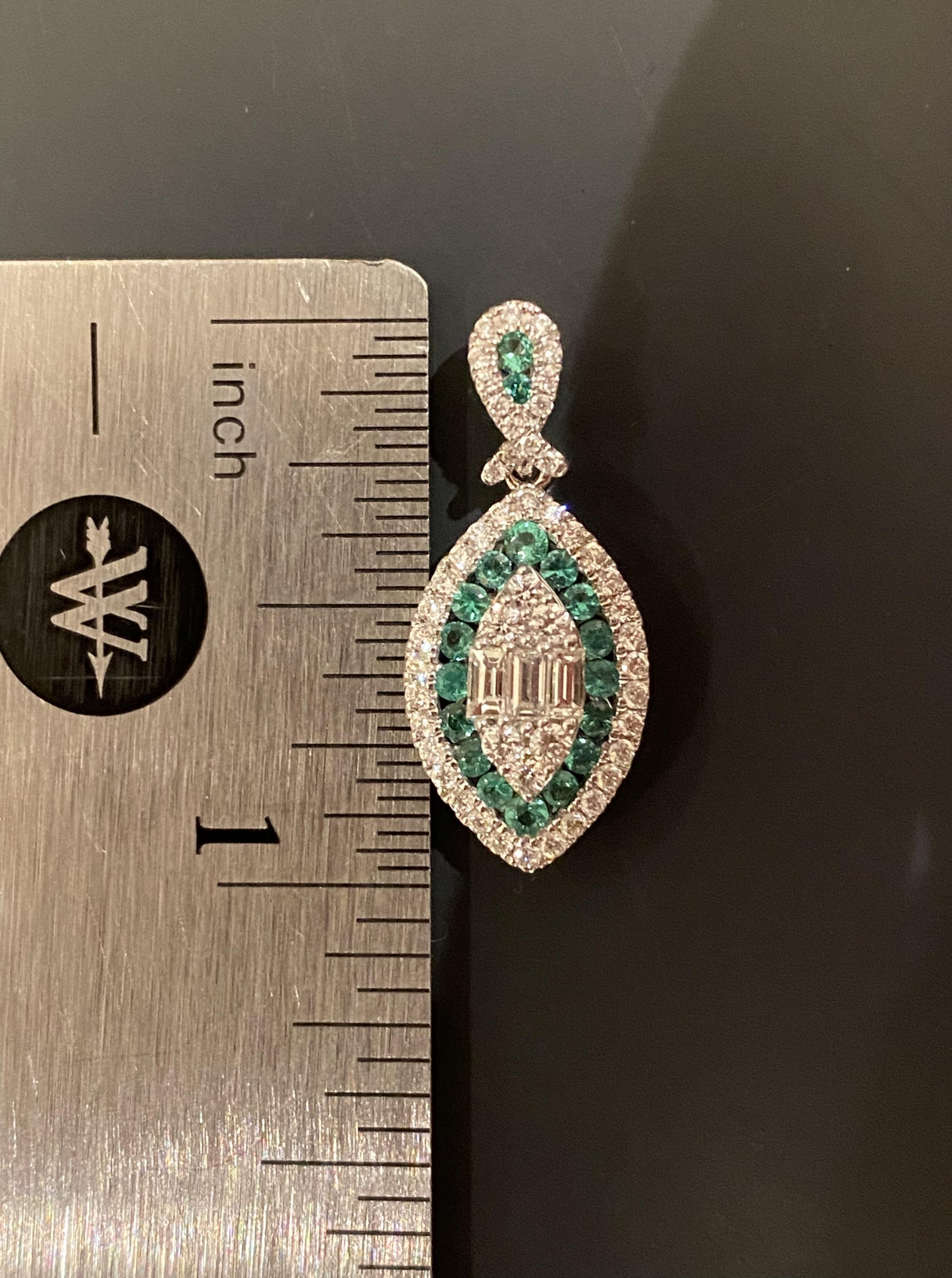Marquise Shape Emerald Diamond Halo Pendant