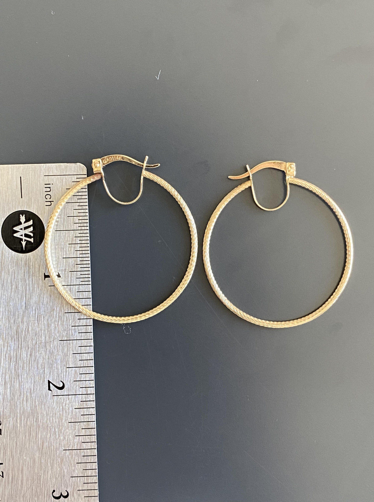 14K Large thin Rope Hoops