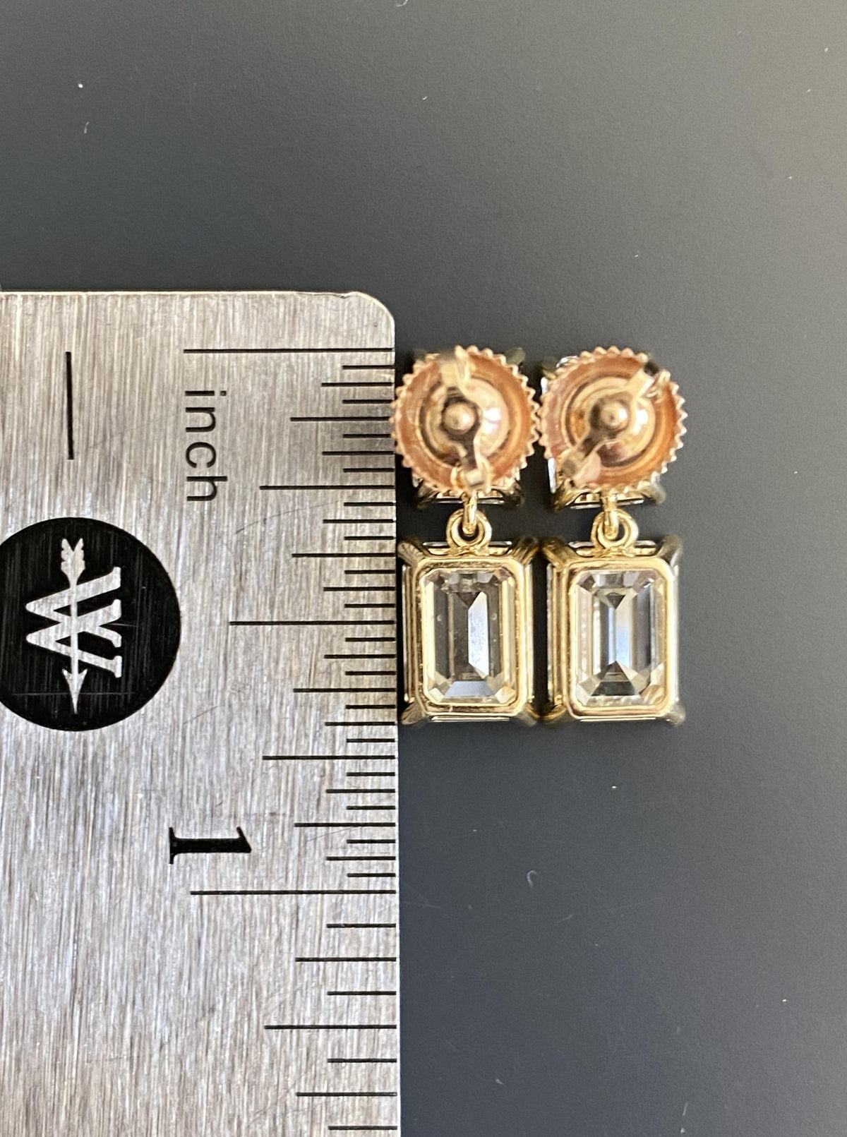 Lab Diamond Double Emerald Shape  Dangle Studs