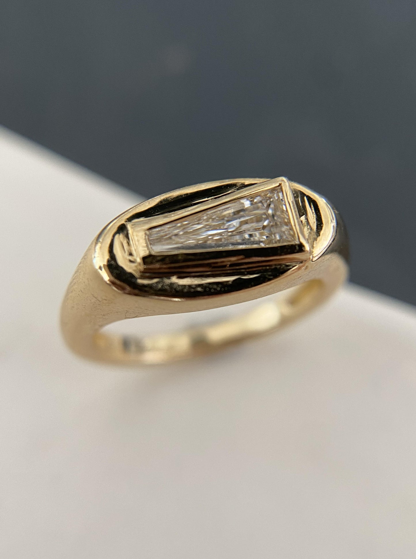 Tapered Cut Diamond Signet Ring