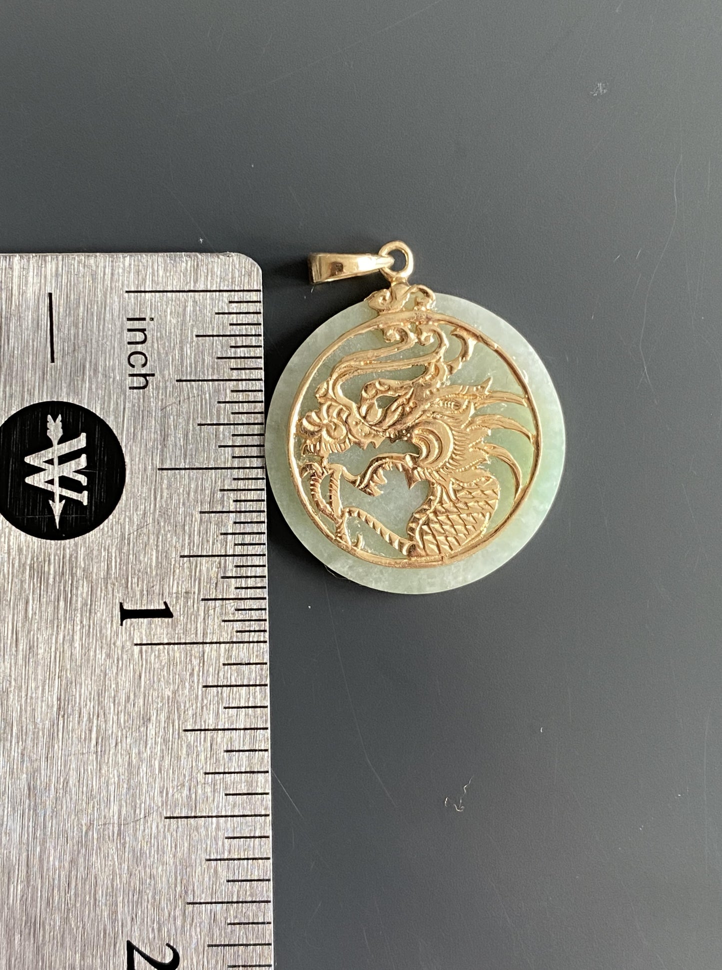 14K Dragon & Quartz Pendant