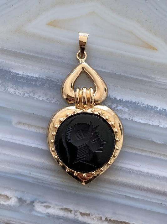 Vintage Onyx Intaglio Pendant