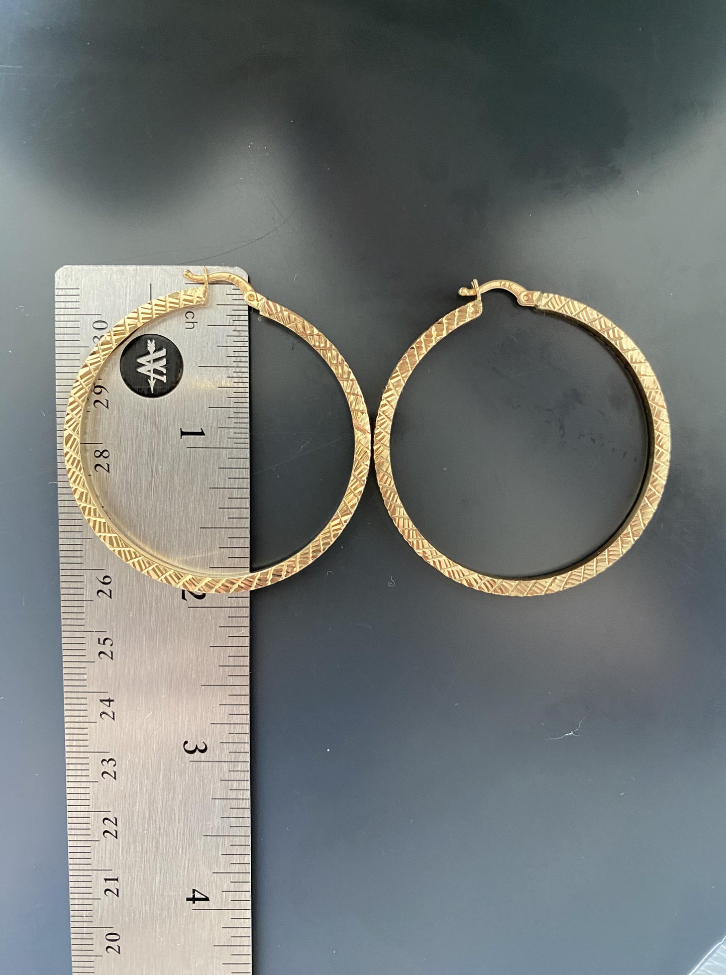 Large Diamond Cut Gold Hoops