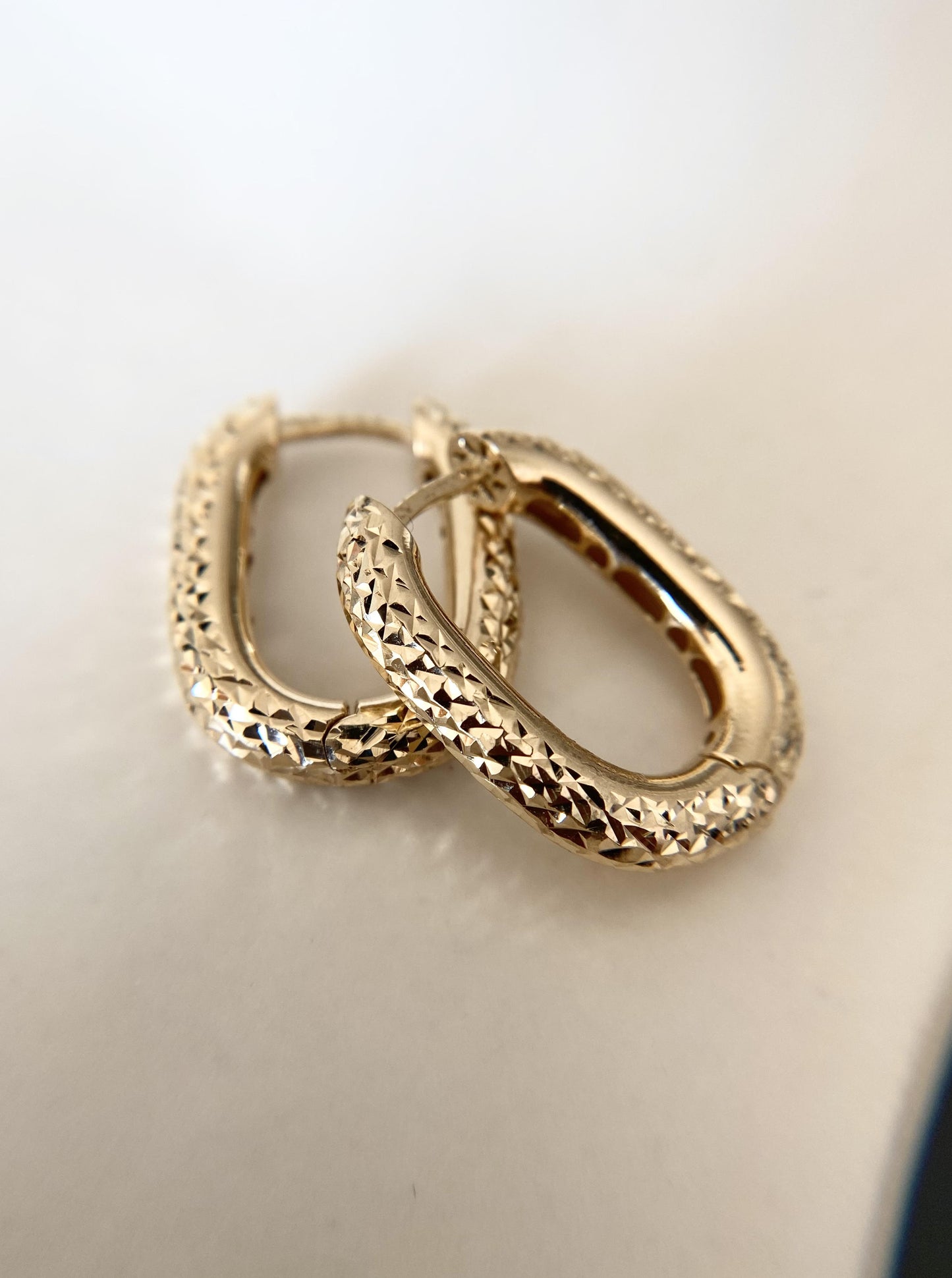 Semi Oval Diamond Cut Hoops