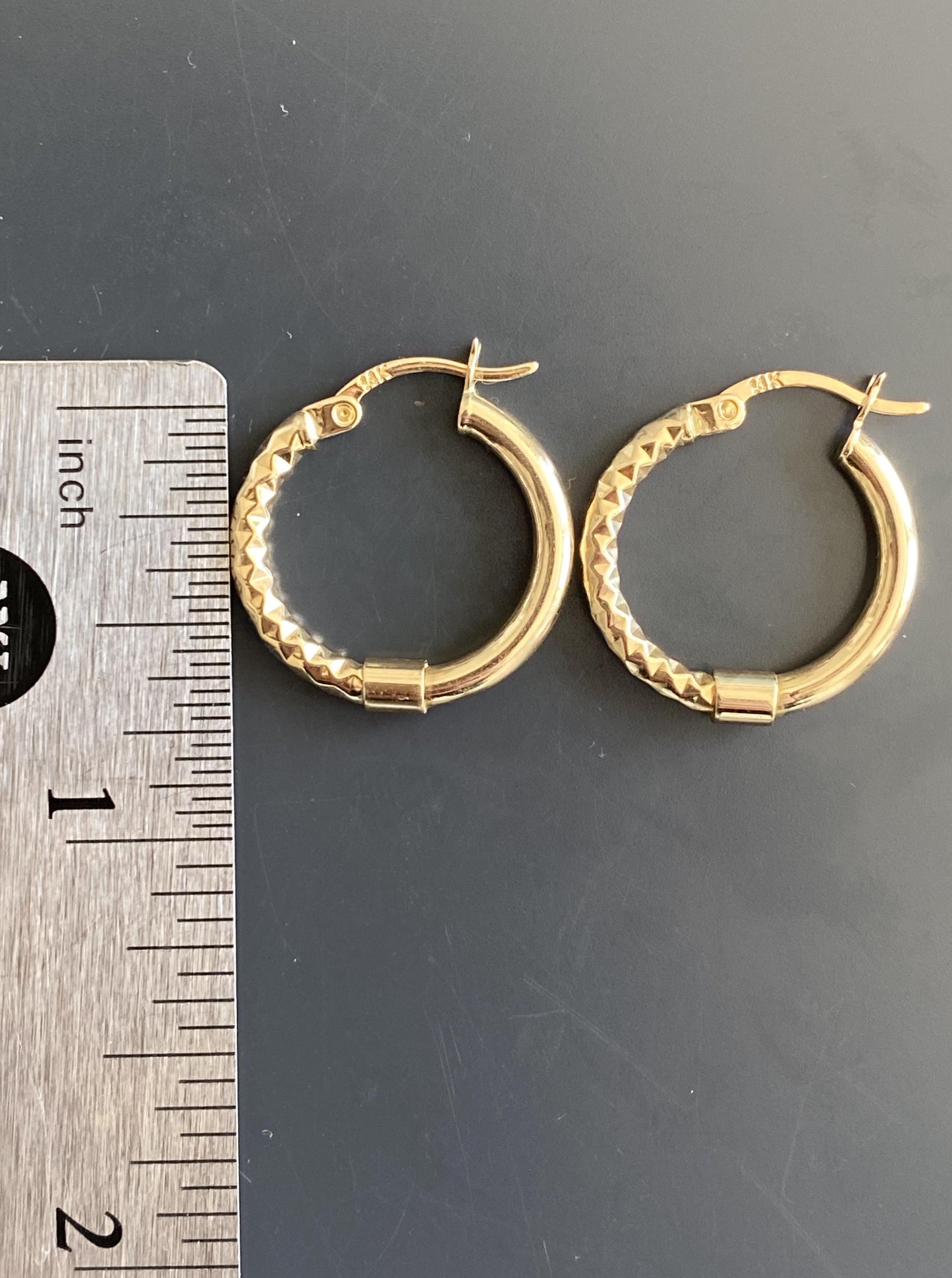 Half Diamond Cut Hoops