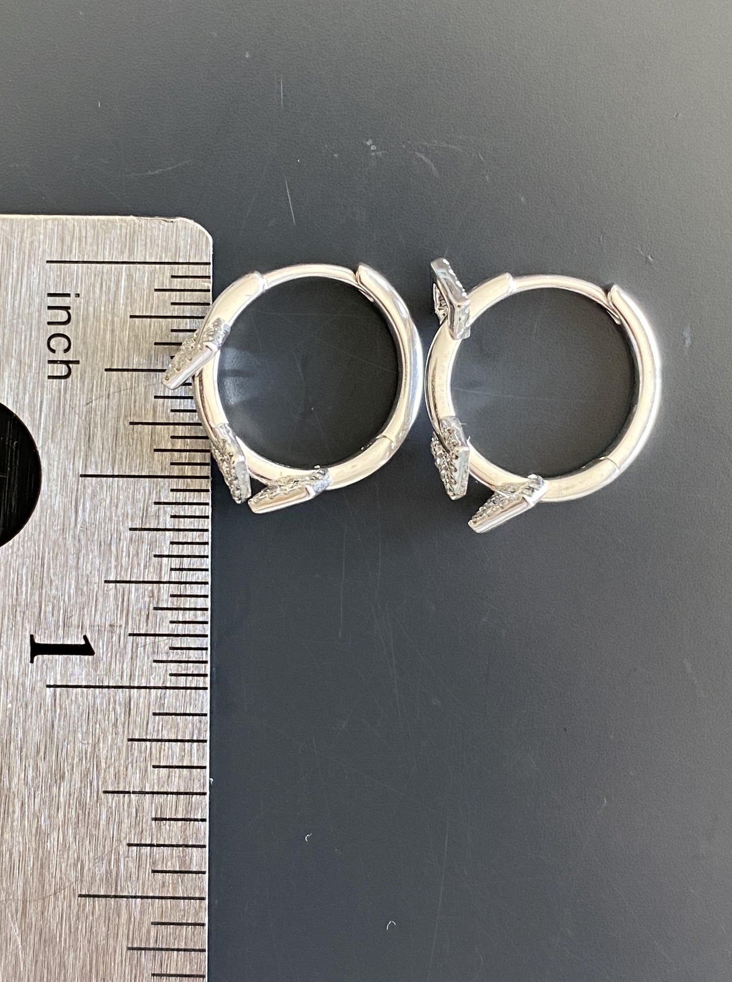 White Gold Dangle Diamond Hoops