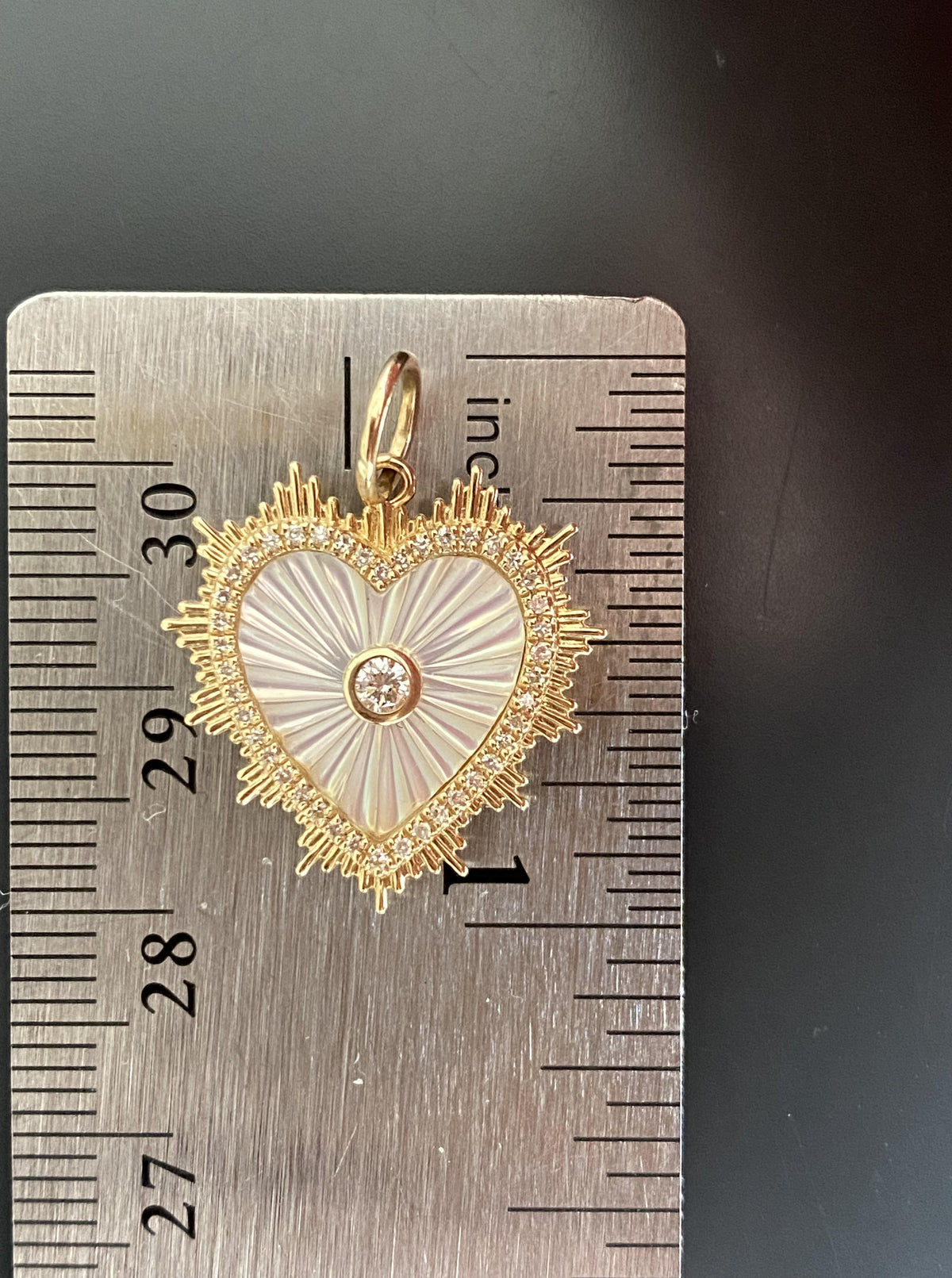 MOP Heart Diamond Charm