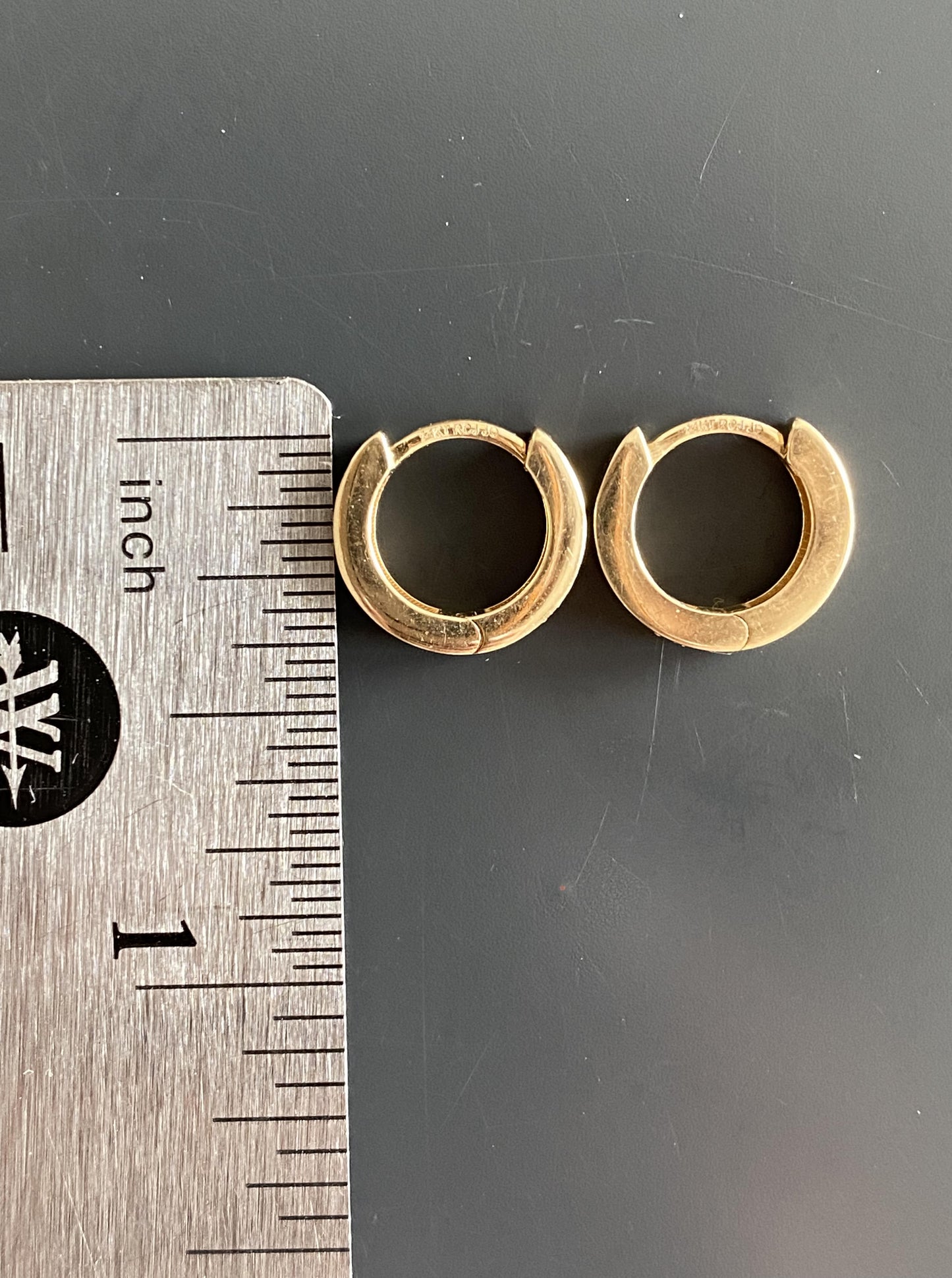 14K Flat Edge Huggies