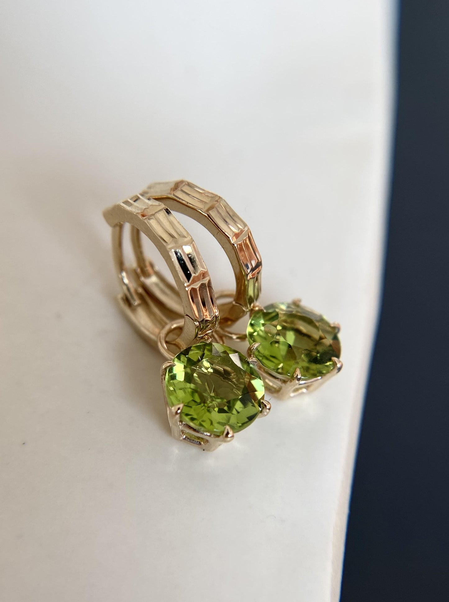 Peridot Charm Hoops