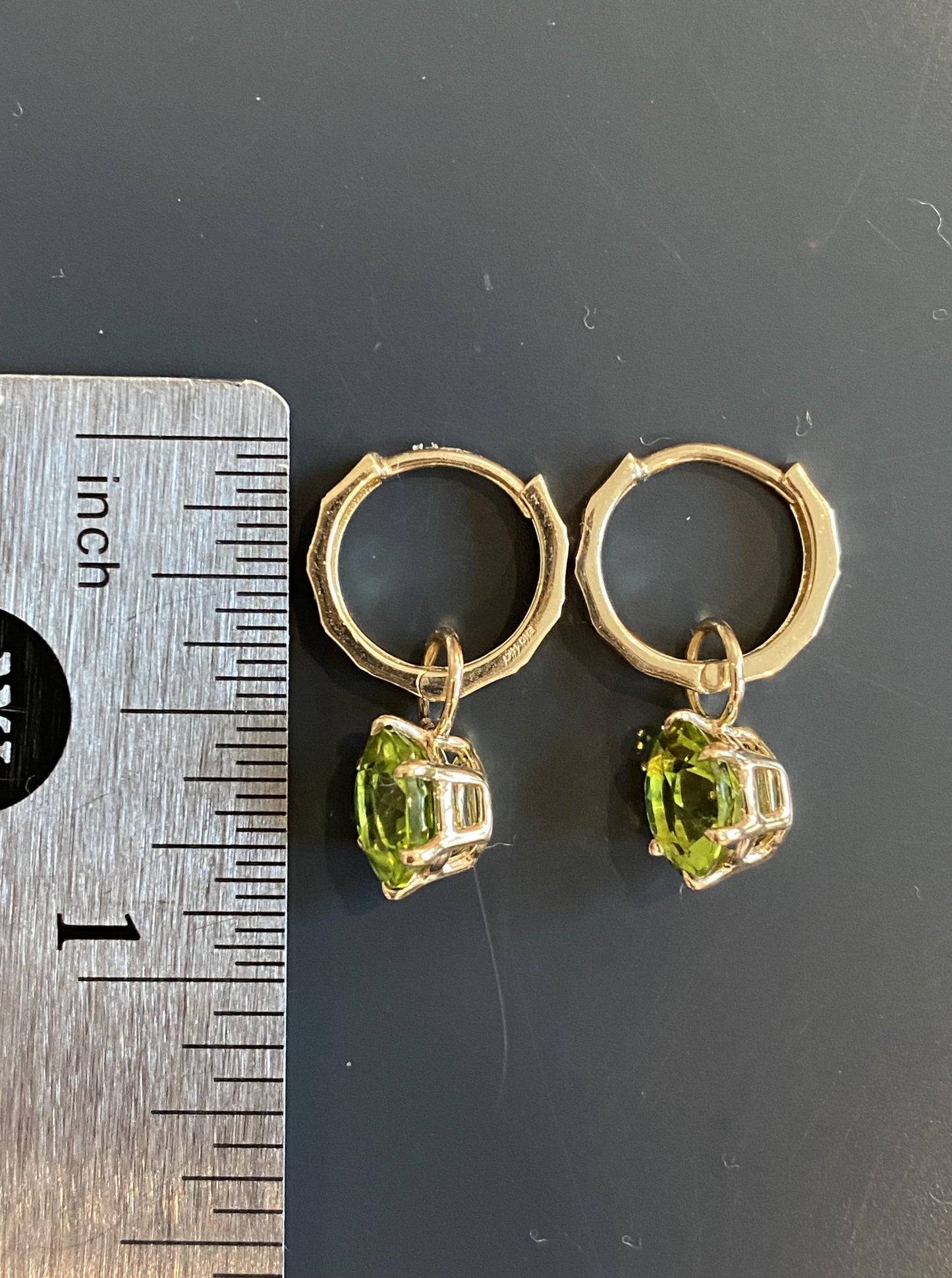 Peridot Charm Hoops