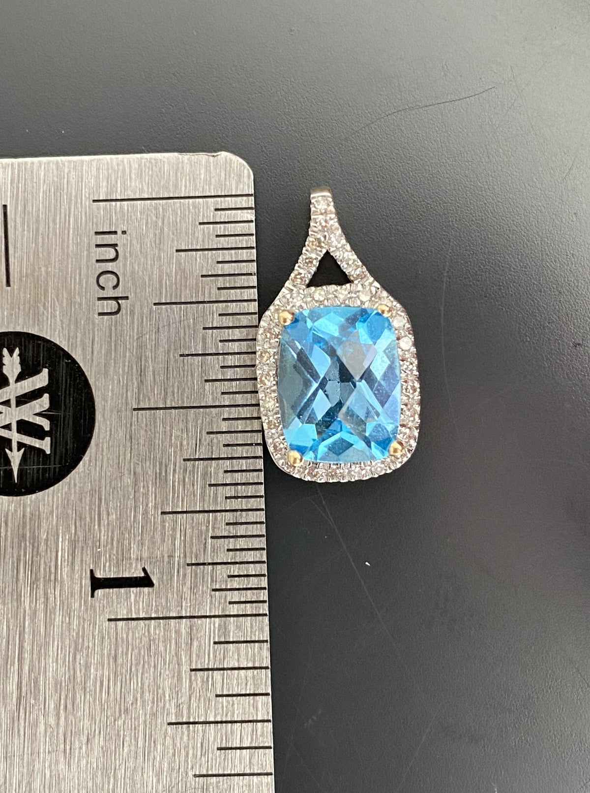 Topaz Pendant With Diamond Halo