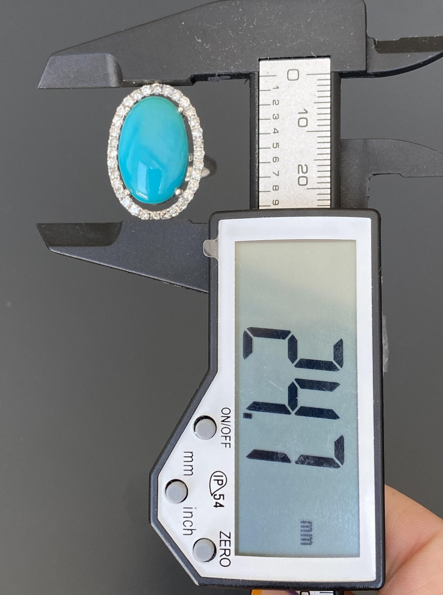 Statement Turquoise Ring with Diamond Halo