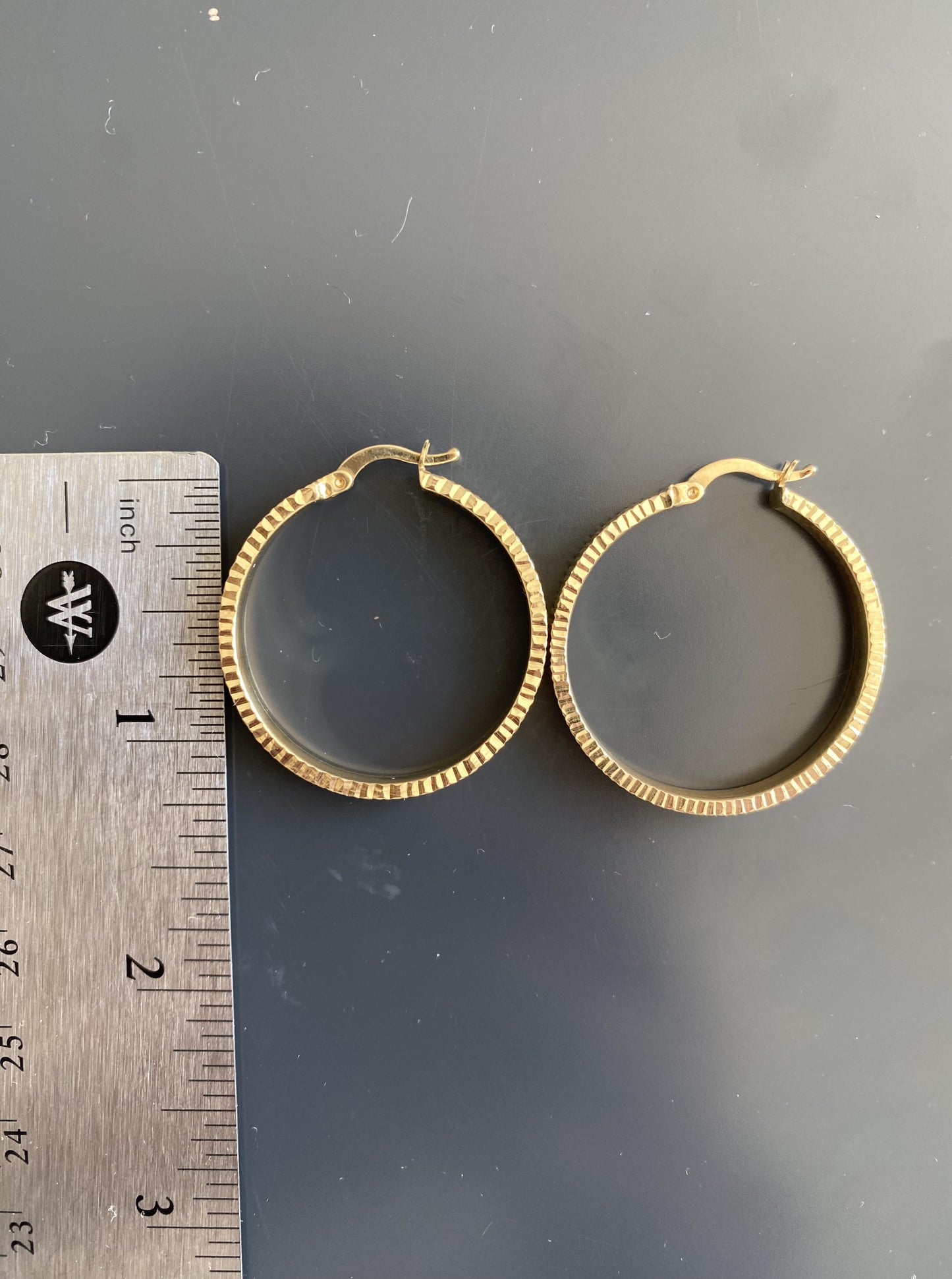 Flat Large Line Diamond Cut Hoops