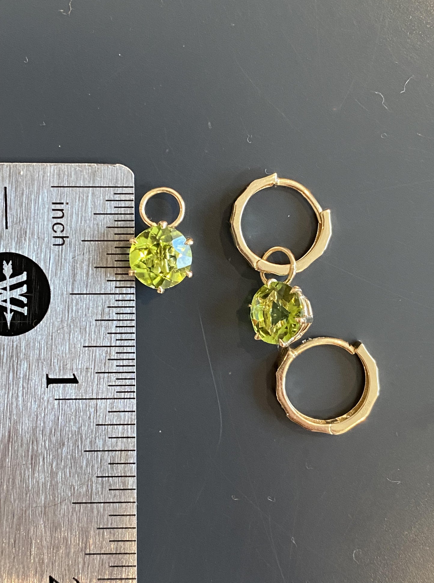 Peridot Charm Hoops