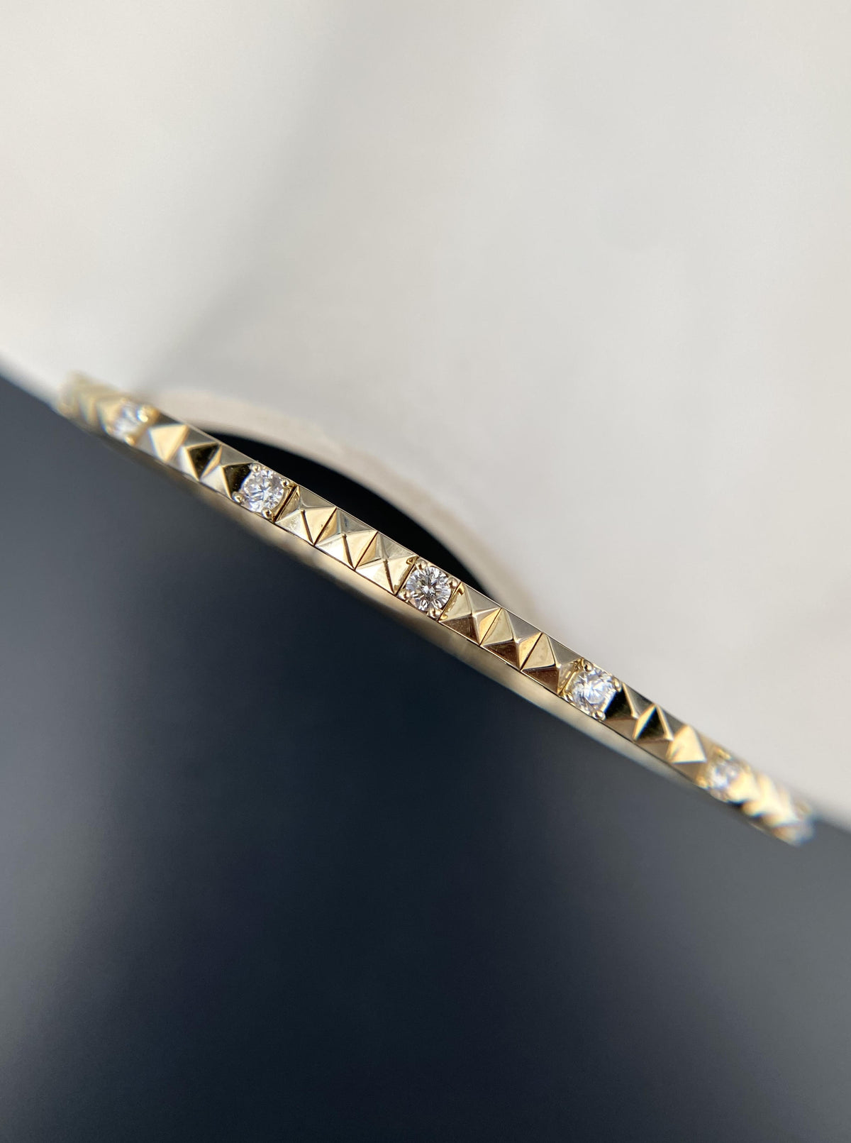 14K Pyramid Diamond Bangle