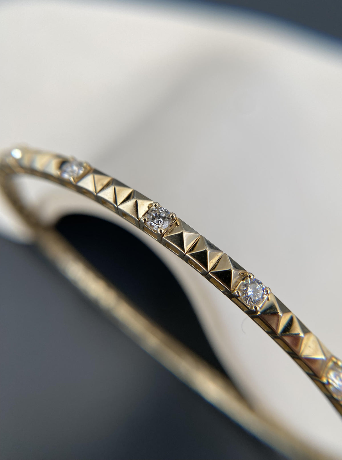 14K Pyramid Diamond Bangle