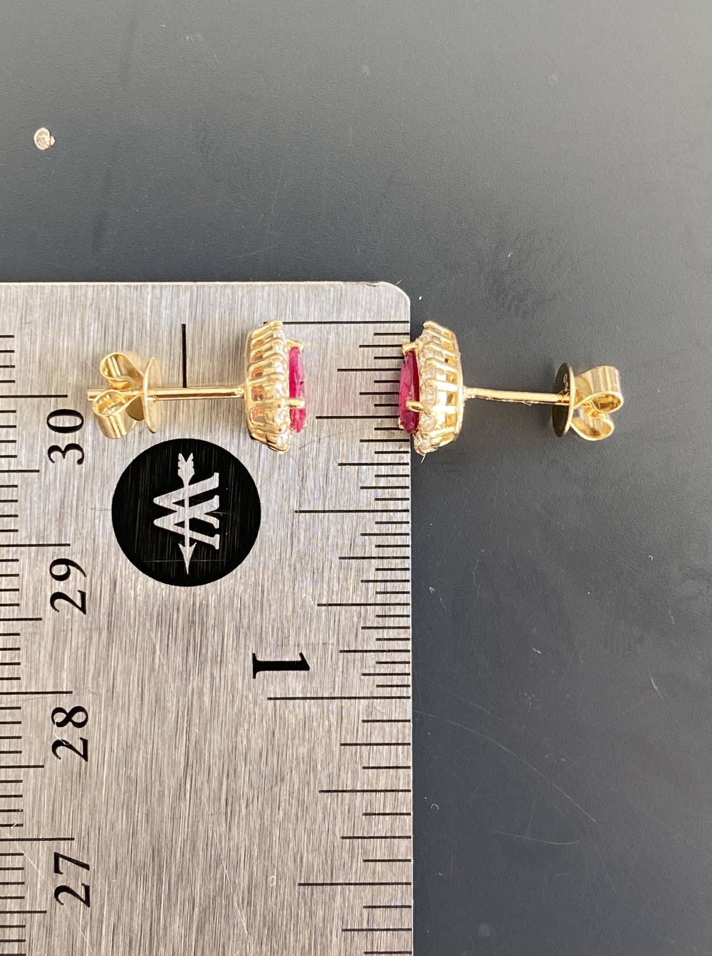Estate Pear Ruby Studs