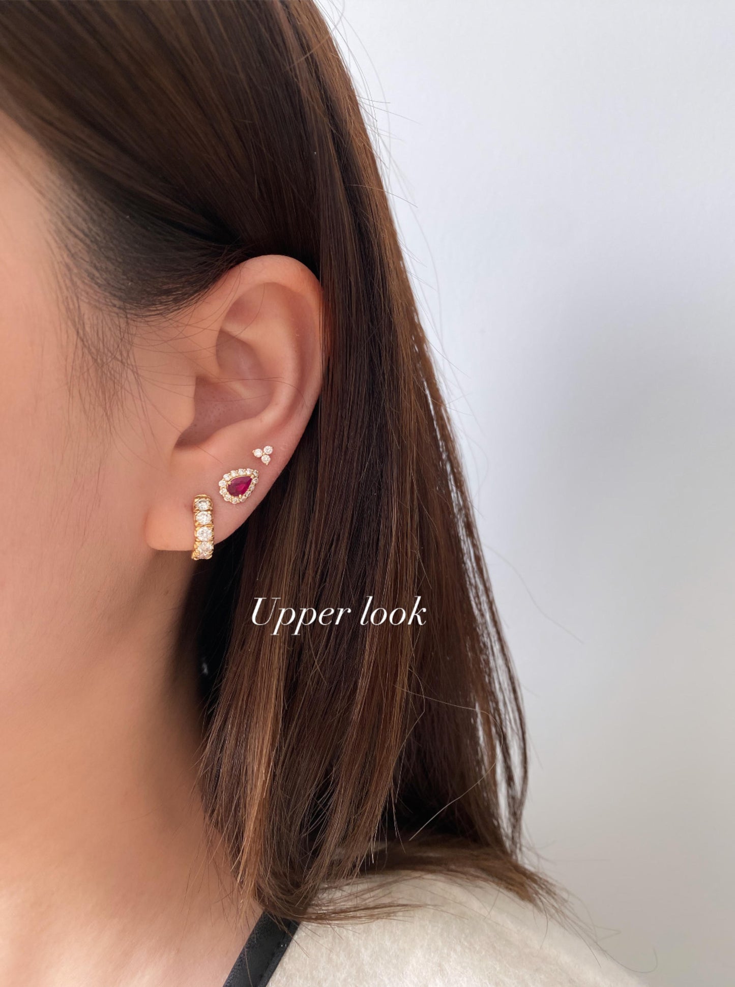 Estate Pear Ruby Studs