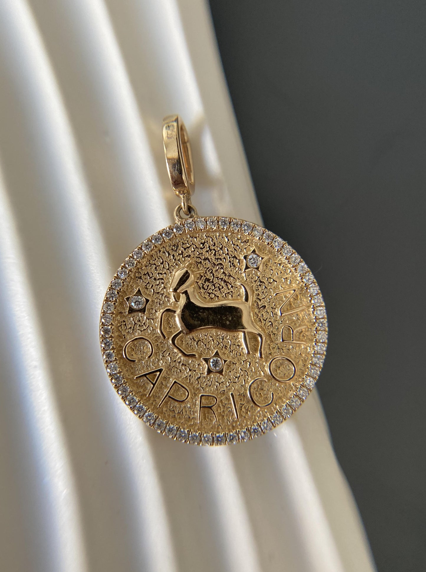 14k Capricorn Diamond Charm