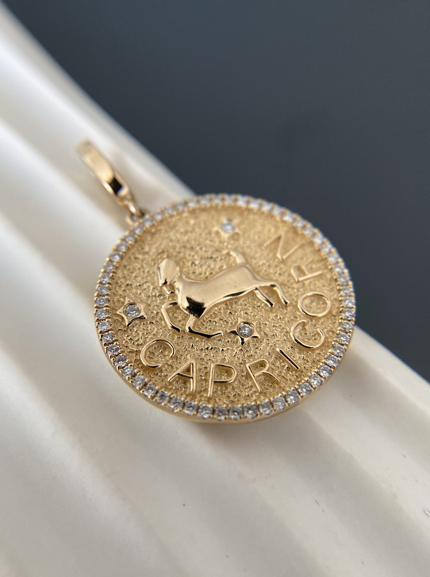 14k Capricorn Diamond Charm