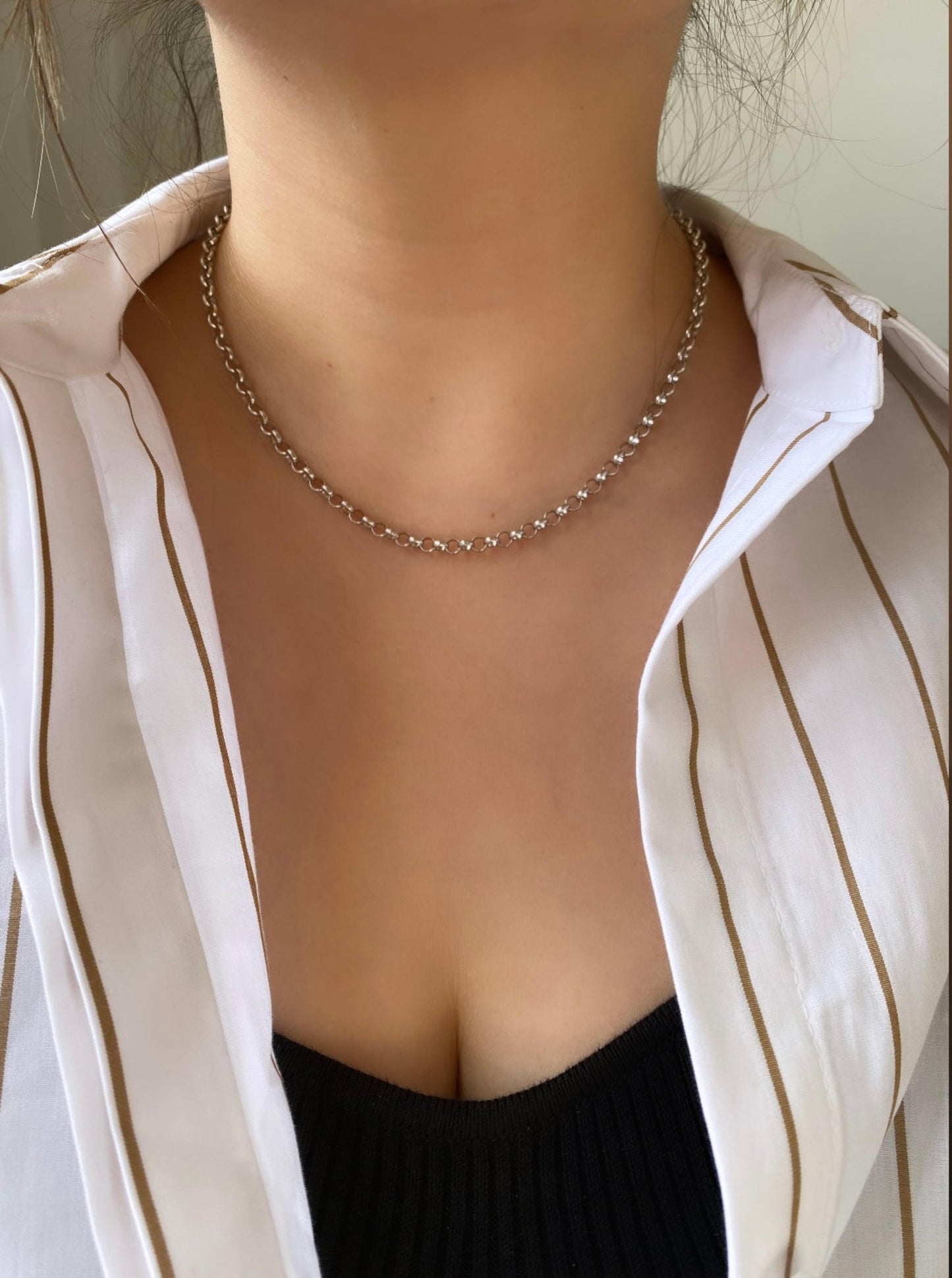 White Gold Rolo Necklace