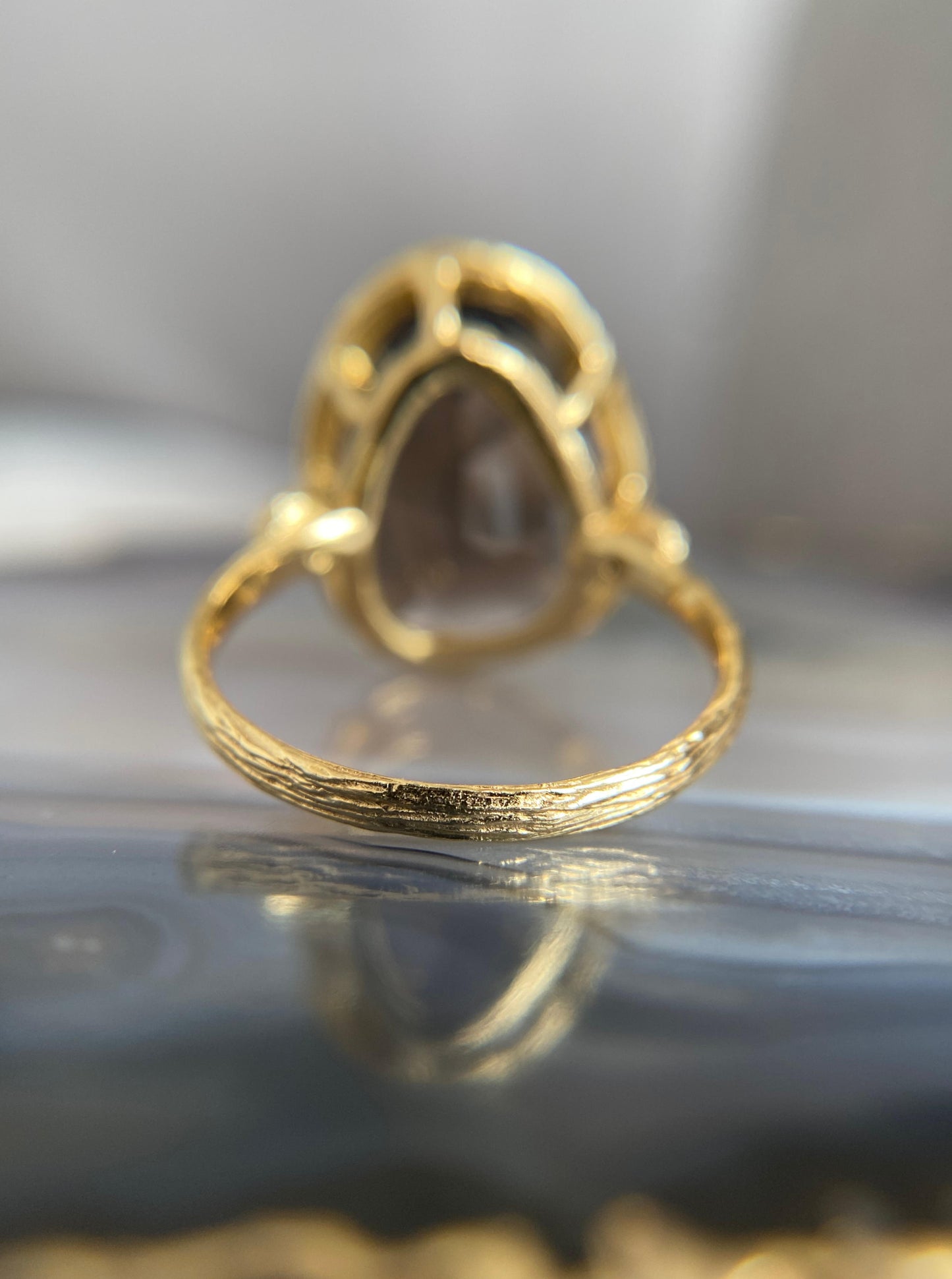 Smokey Quartz Texture Bezel Ring