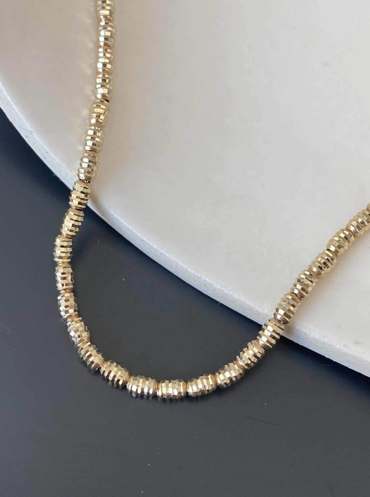 14k Beaded Diamond Cut Bracelet