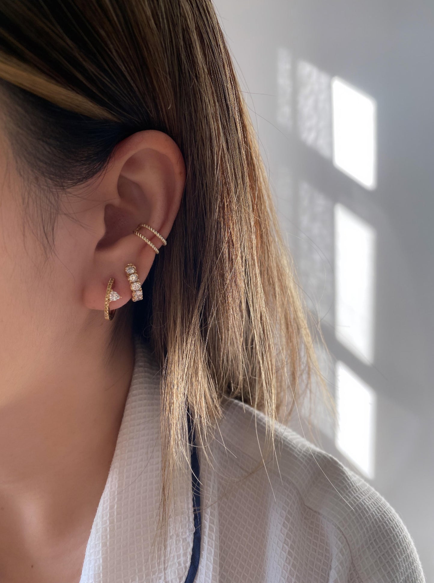 White and Yellow Diamond Hoops