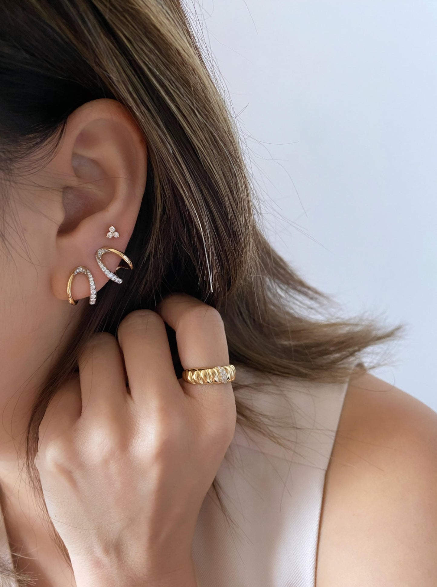 Diamond Serif Loop Studs