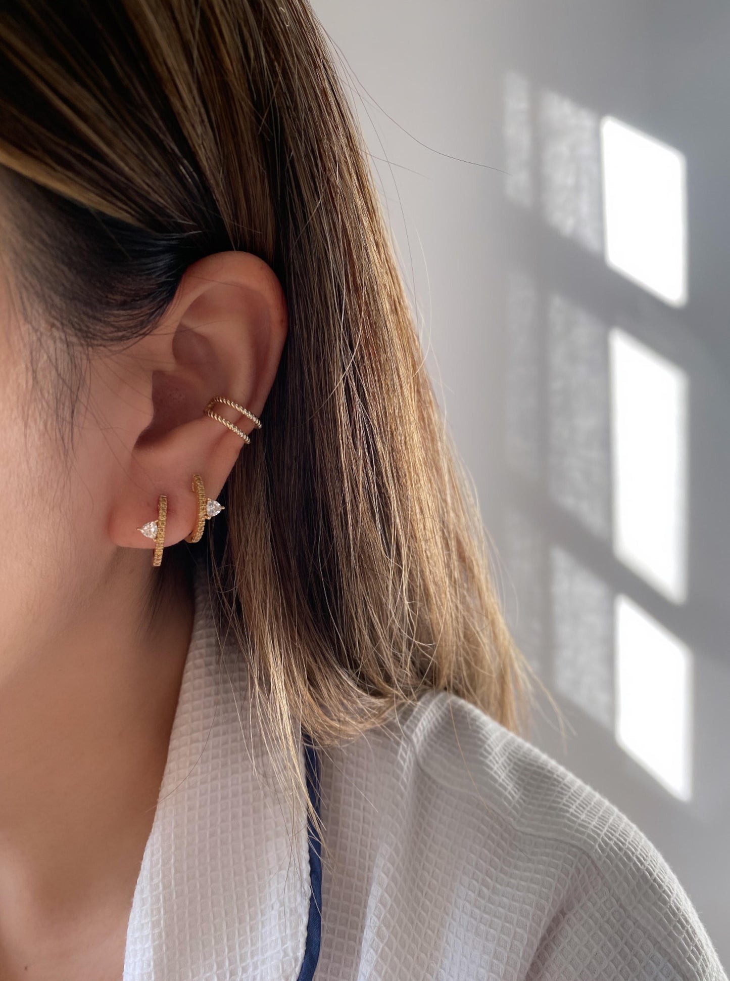 White and Yellow Diamond Hoops