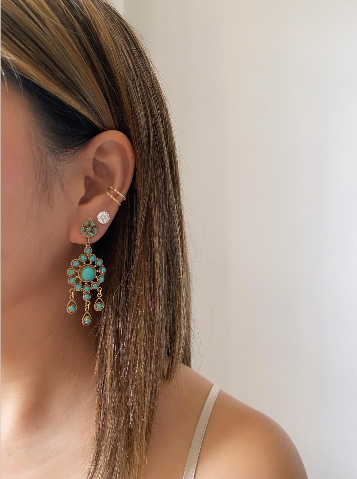 Statement Vintage Turquoise Dangle Earrings