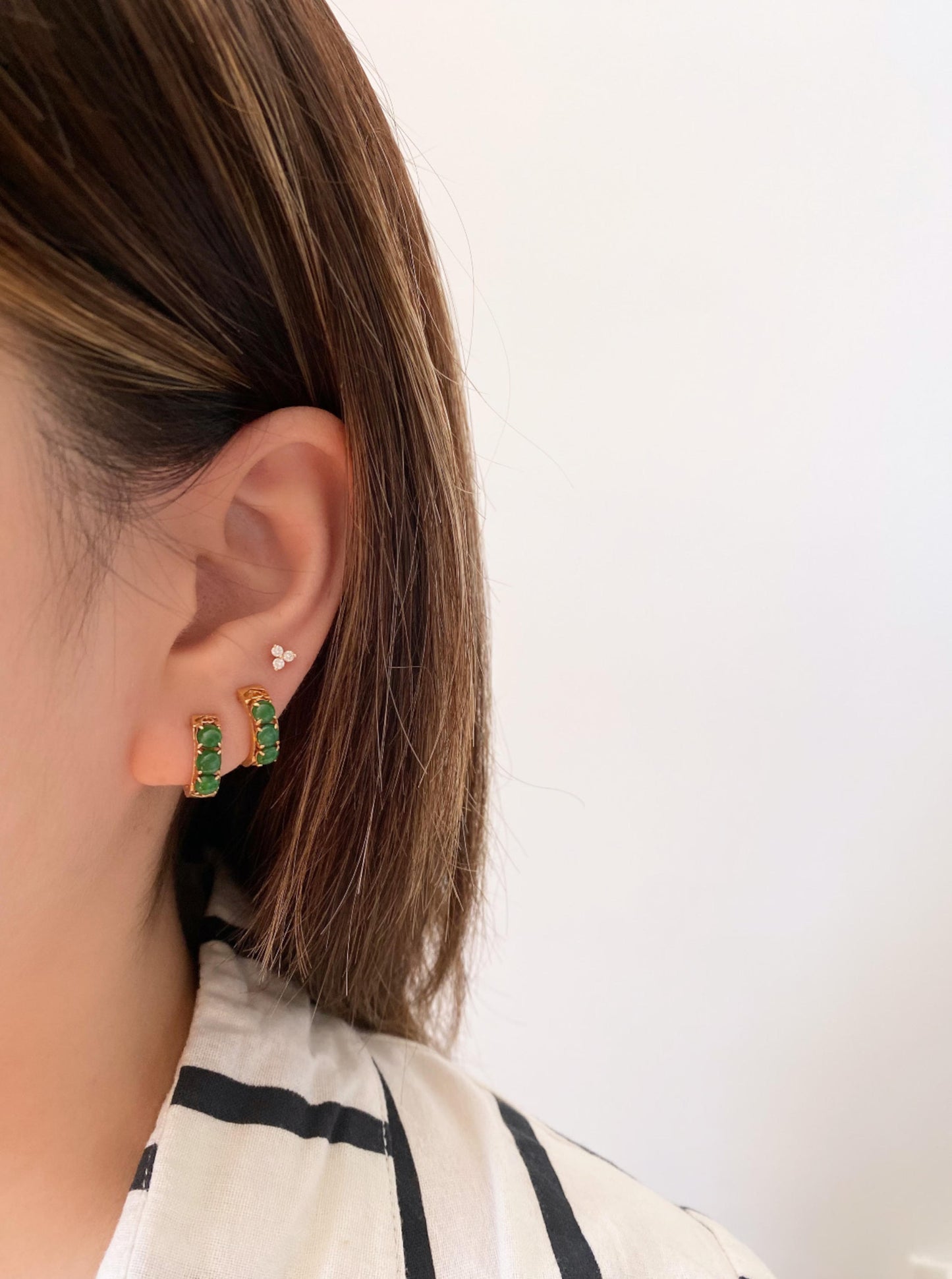 Green Cabochon Huggies