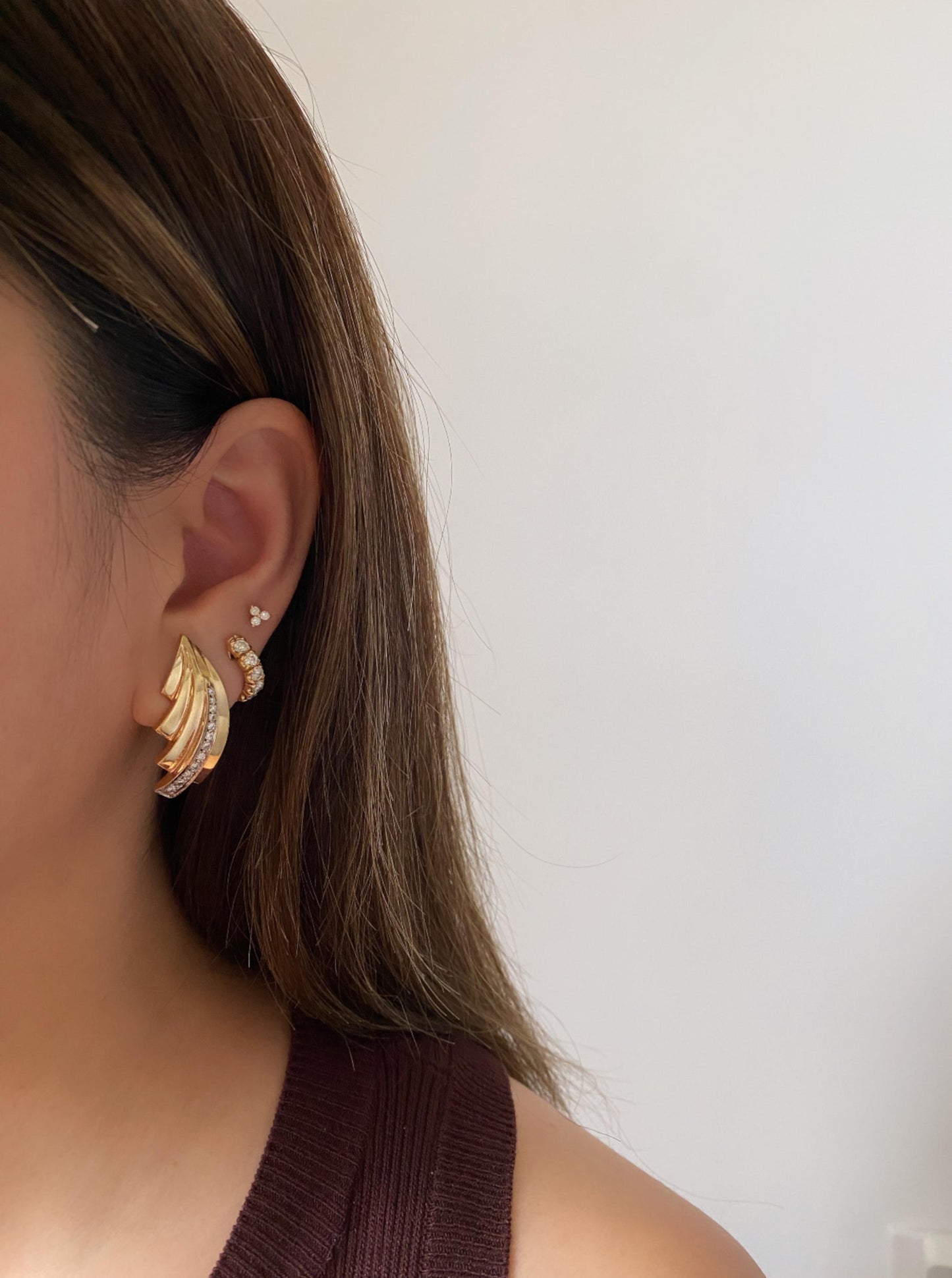 Estate Diamond Wing Statement Earrings