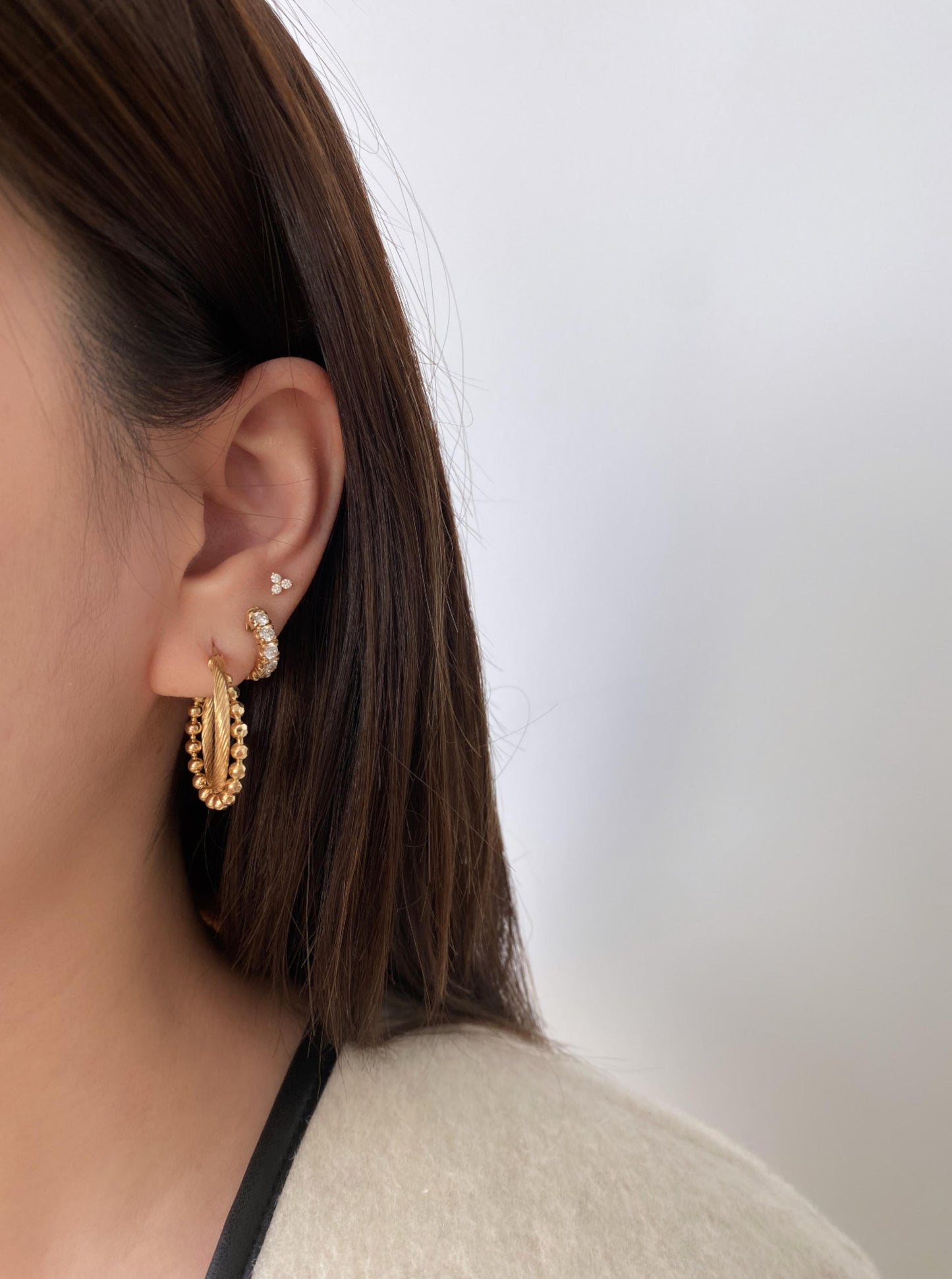 Double Beaded Hoops Earrings