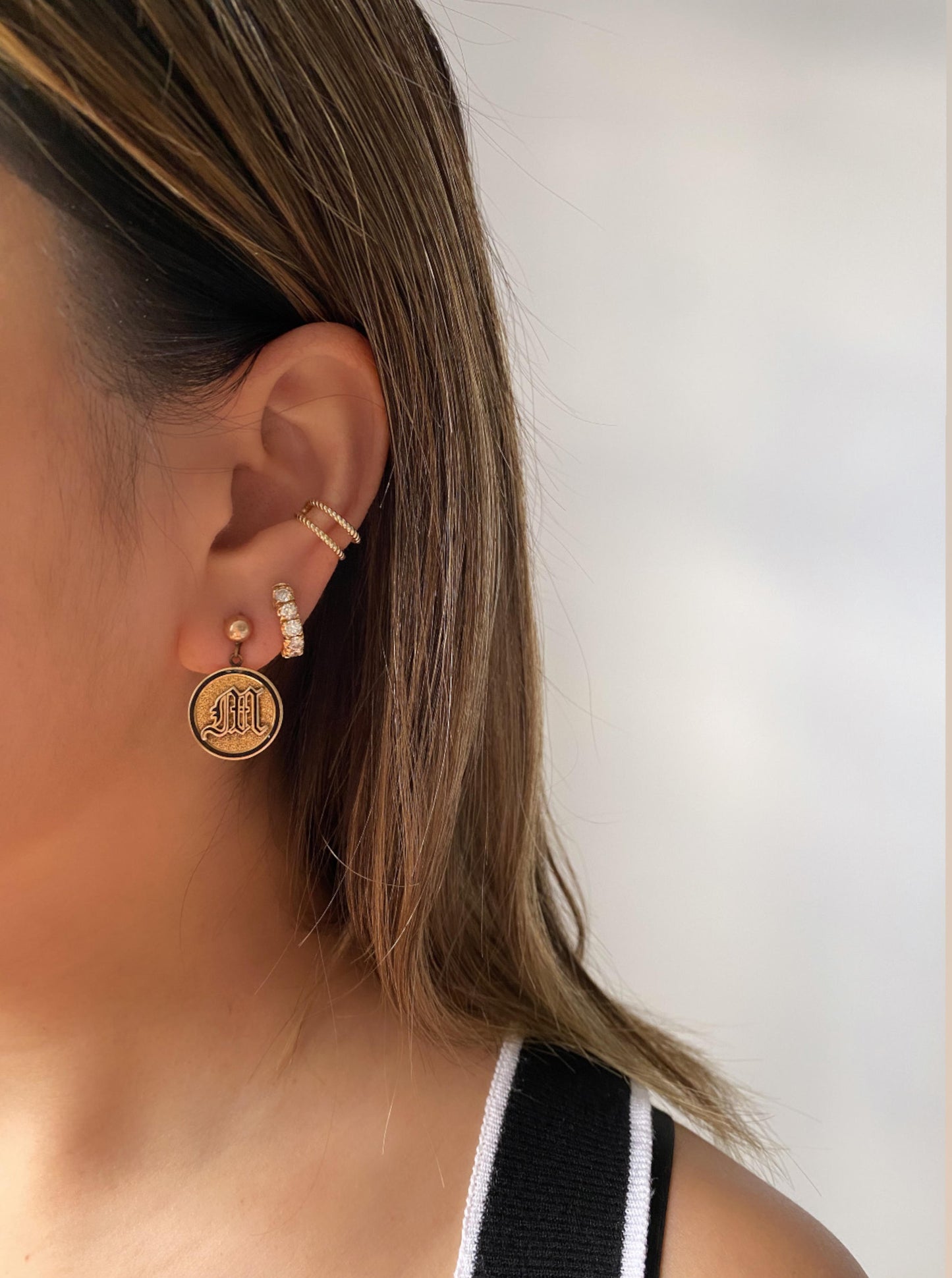 Vintage Black Enamel Drop Earrings