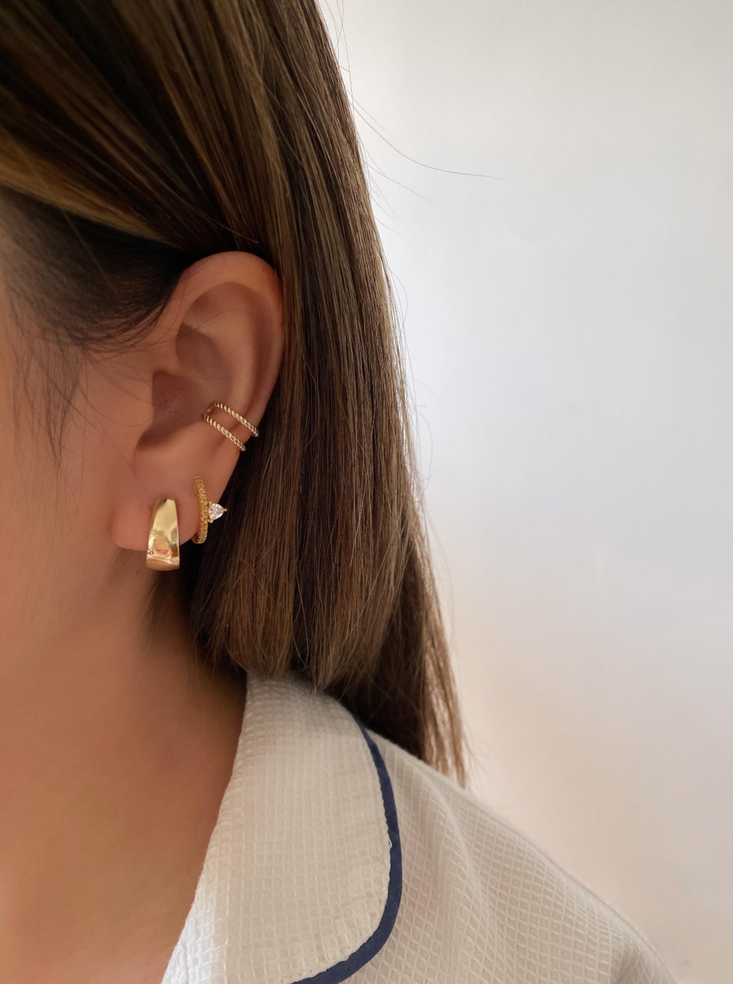 White and Yellow Diamond Hoops