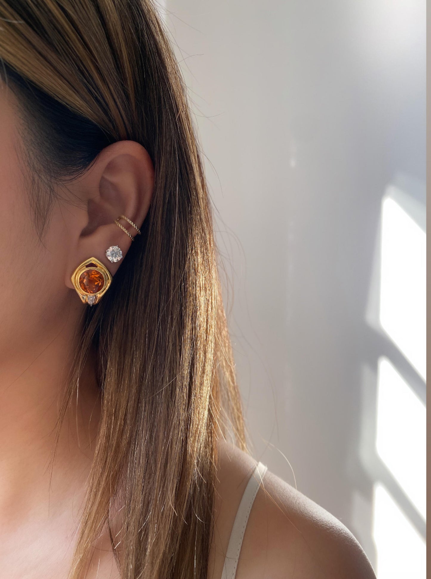 Vintage Statement Citrine Earrings