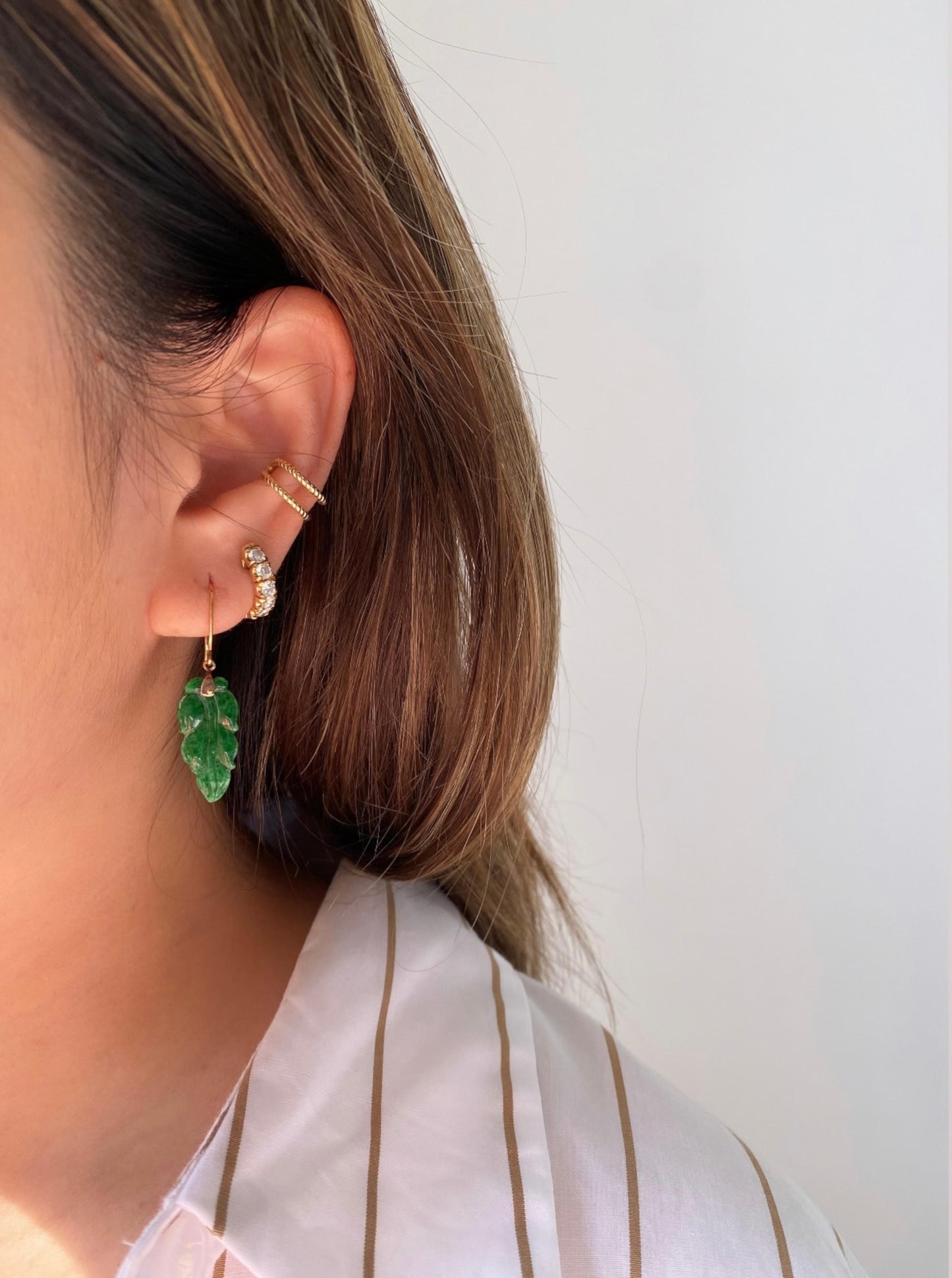 Vintage Leaf Jade Earrings