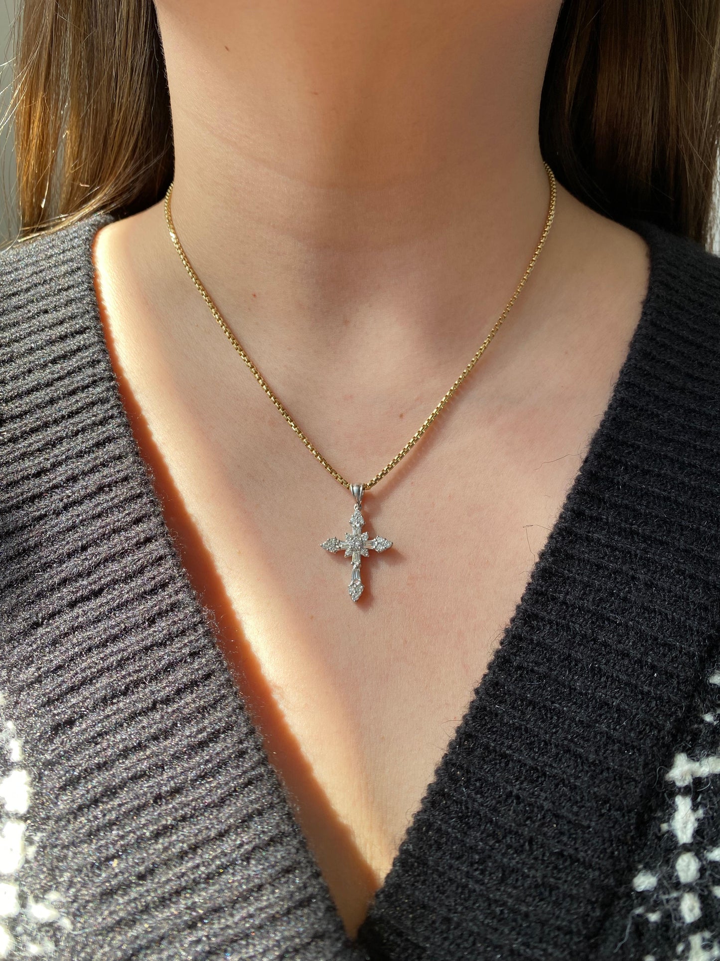 White Gold Diamond Cross Pendant