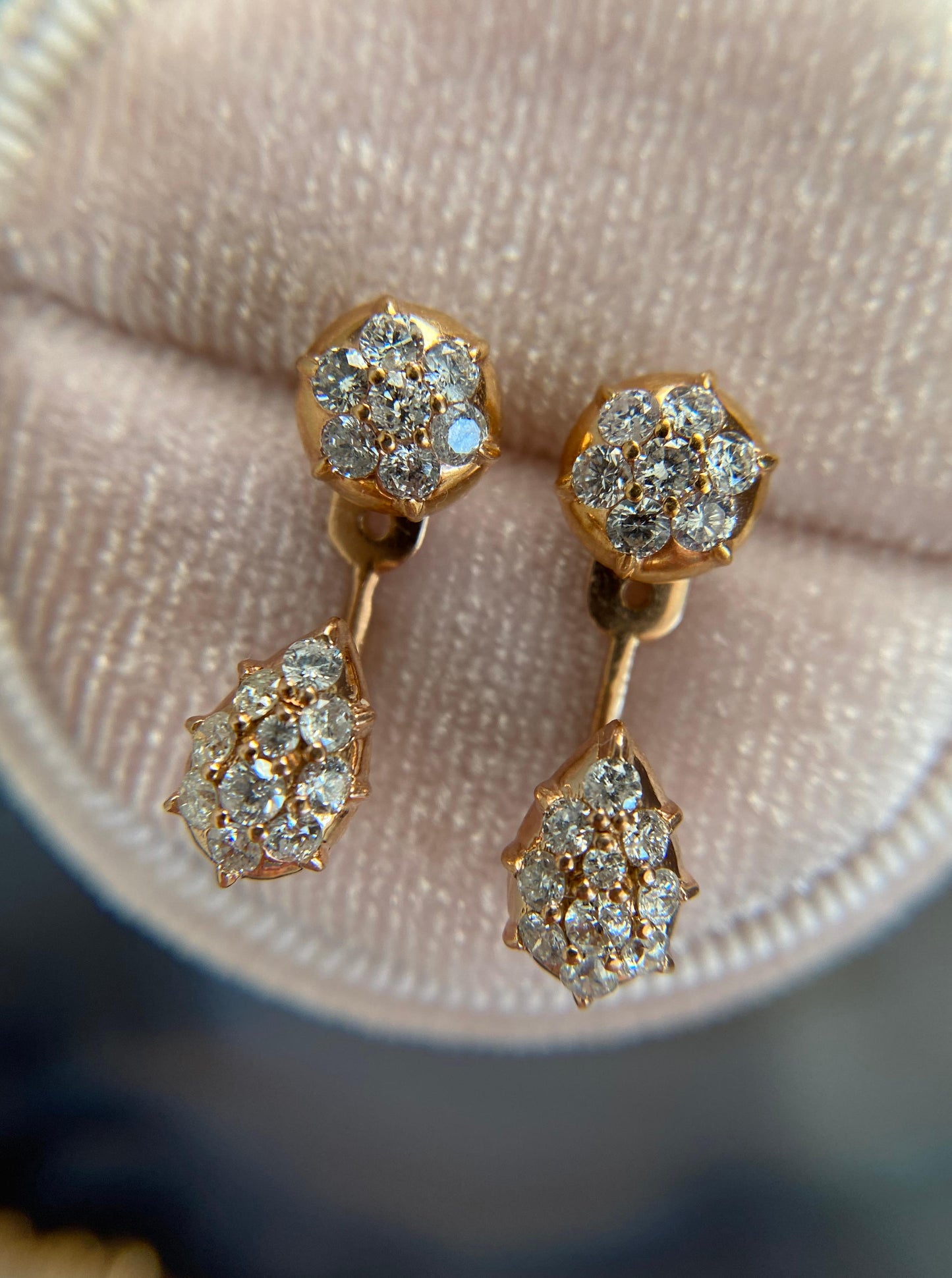 Rose Gold Diamond Jacket Earrings