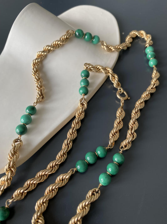Malachite Beaded Rope Chain
