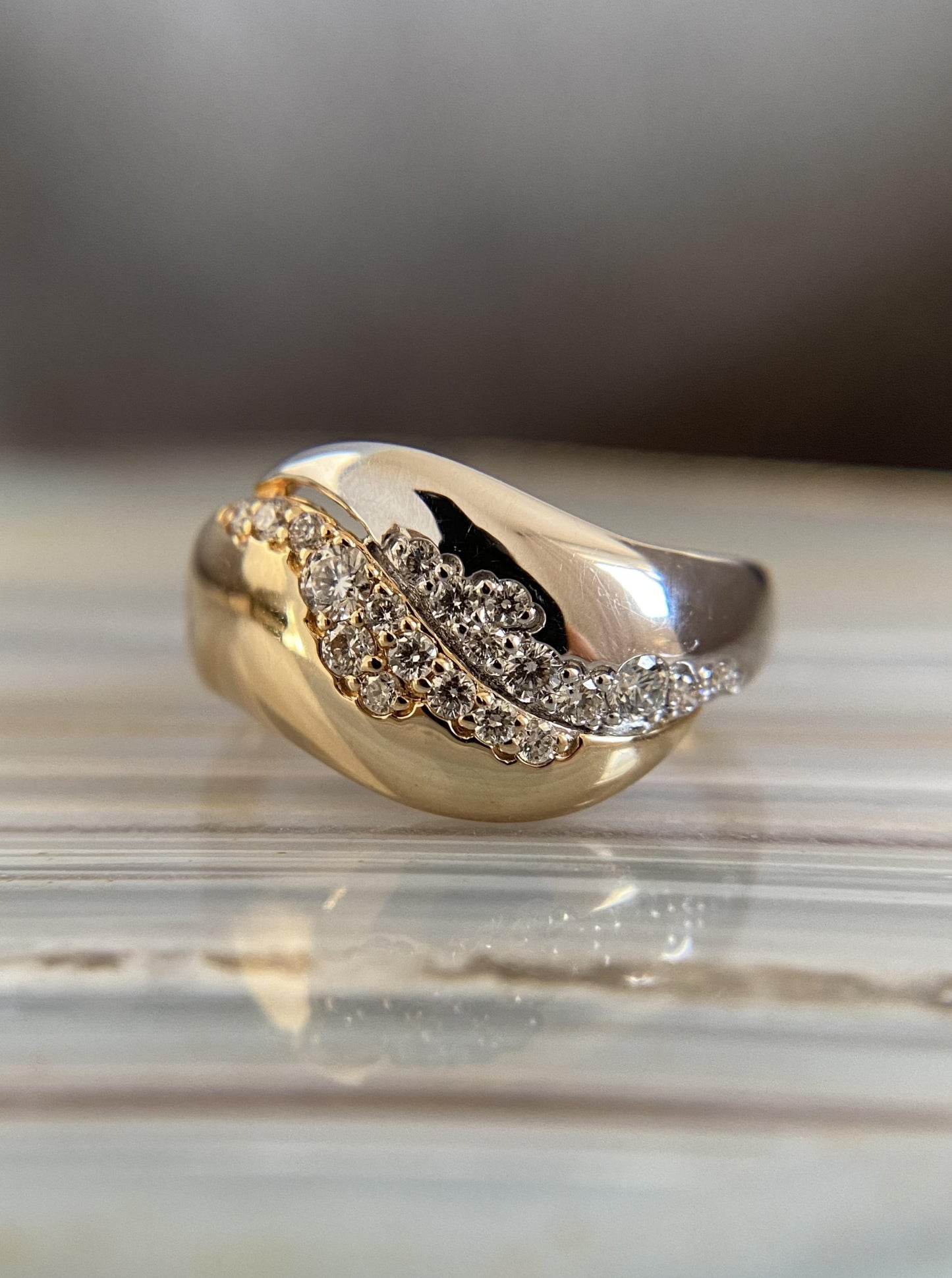 Puffy Two Tone Diamond Band