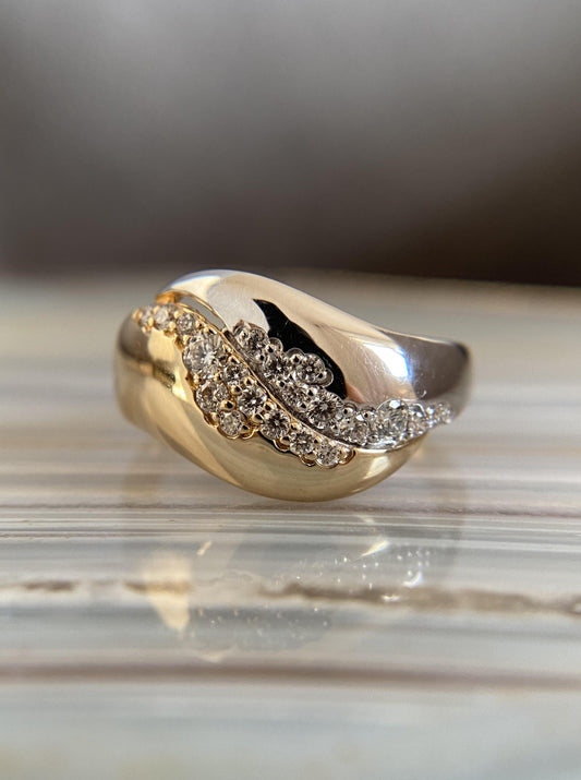 Puffy Two Tone Diamond Band