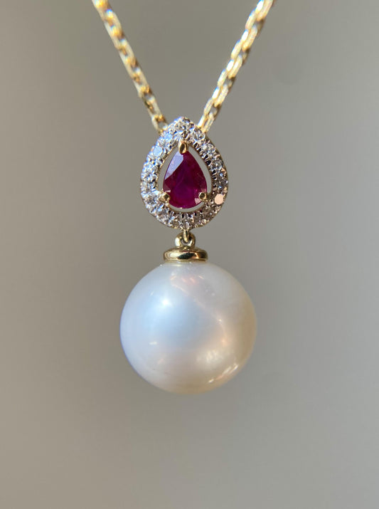 Ruby & Pearl Diamond Necklace