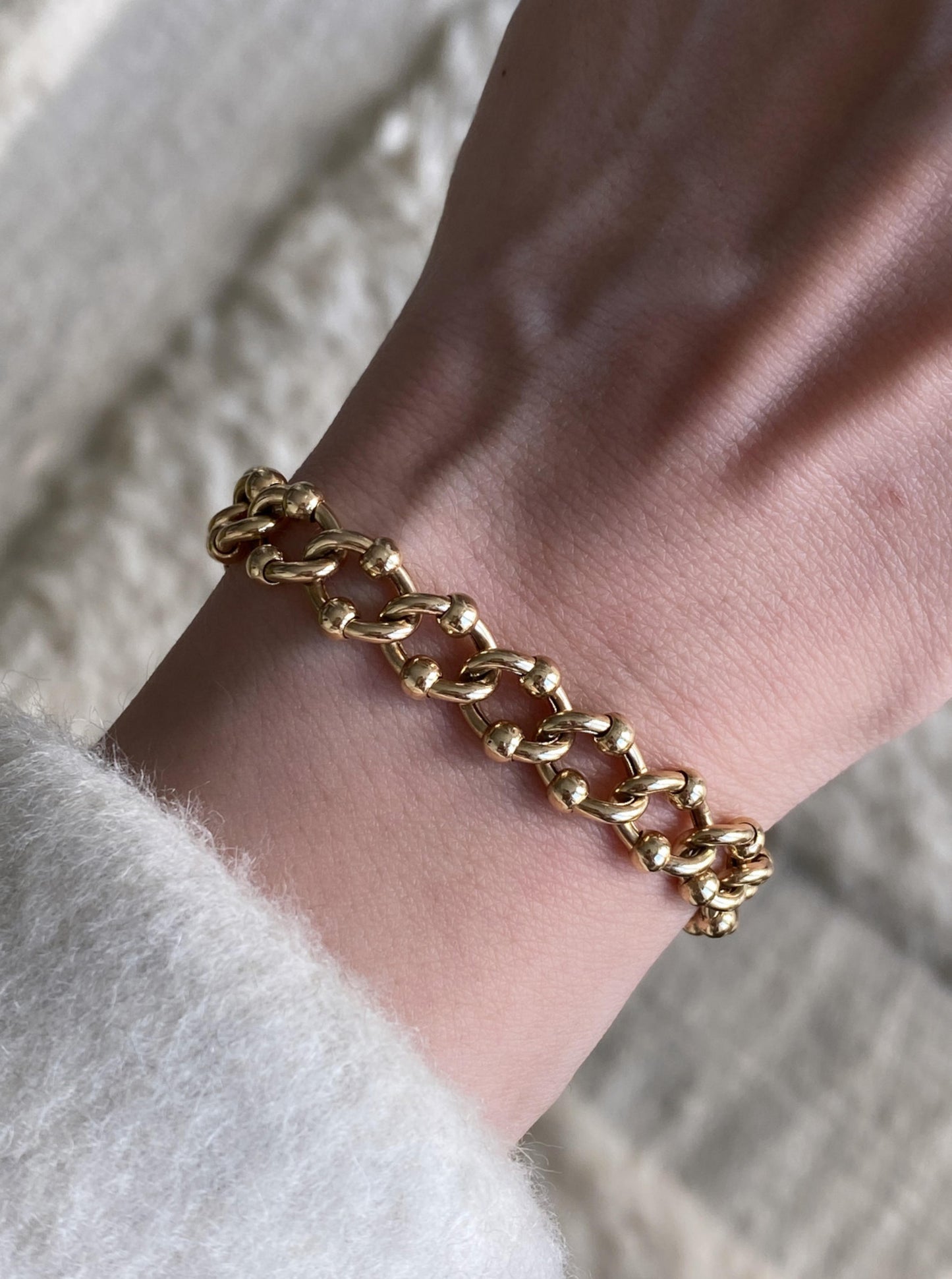 Oval Beaded Link Bracelet