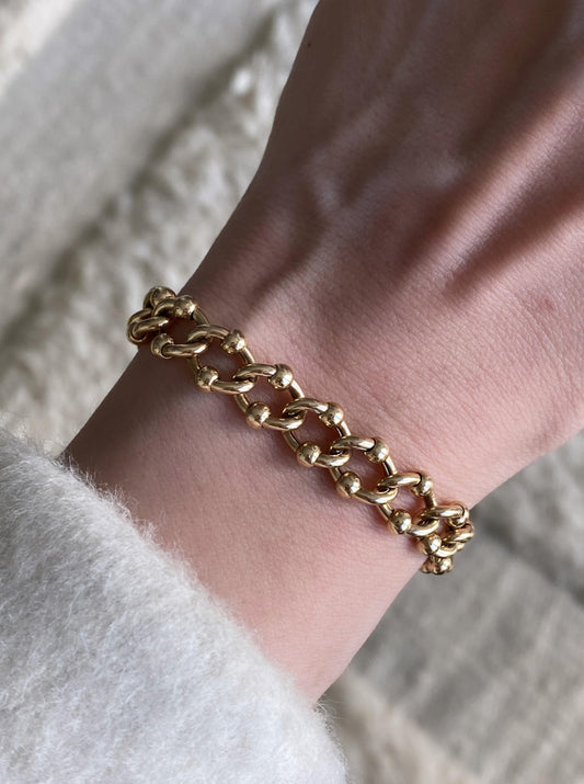 Oval Beaded Link Bracelet