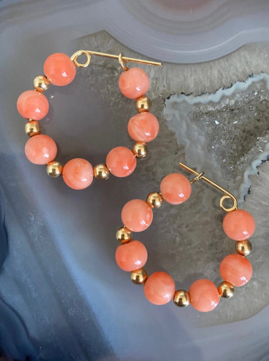 Vintage Coral Hoops