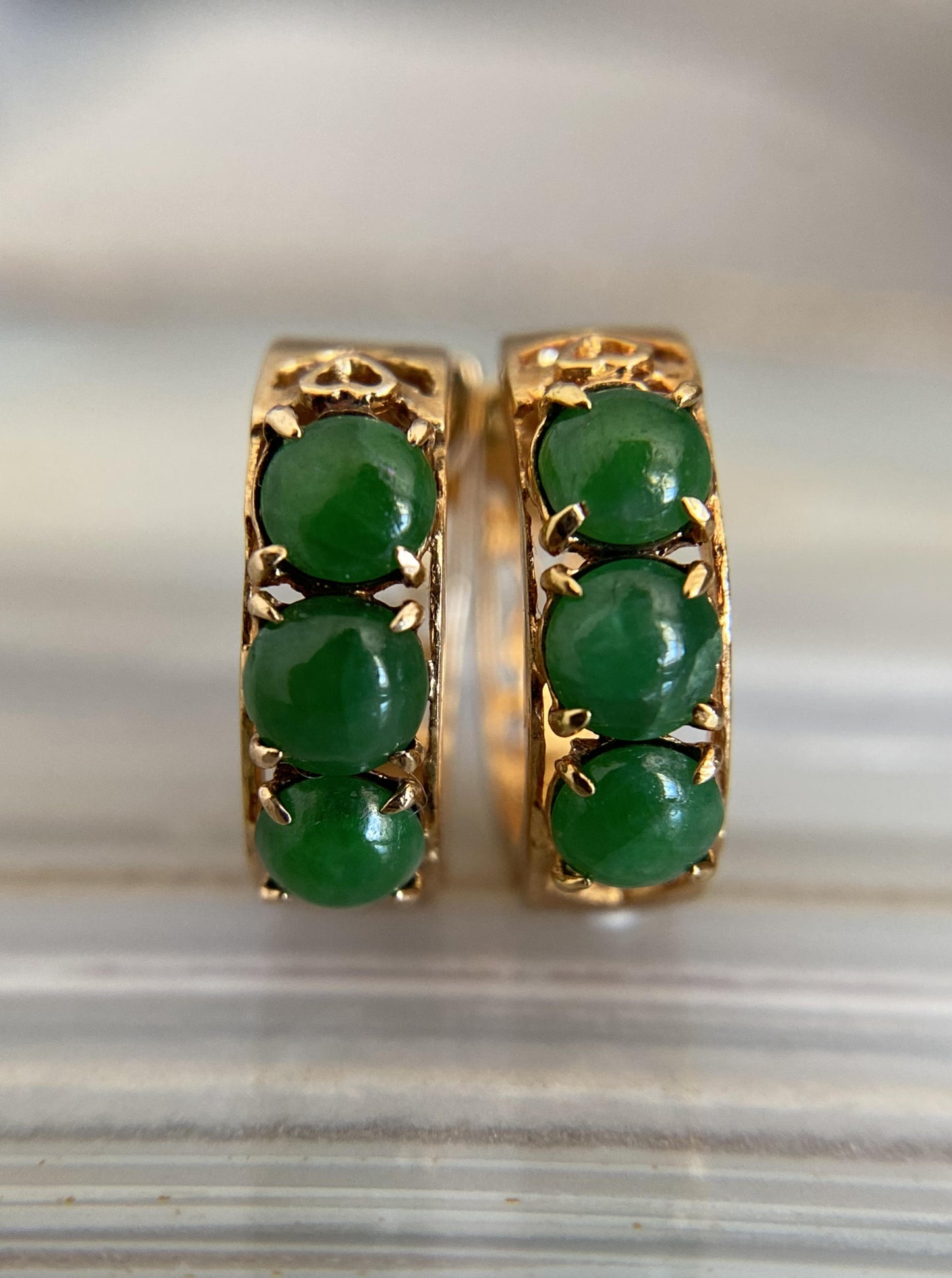 Green Cabochon Huggies