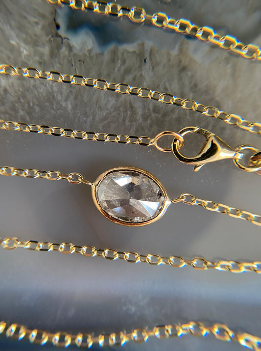 Oval Diamond Bezel Necklace