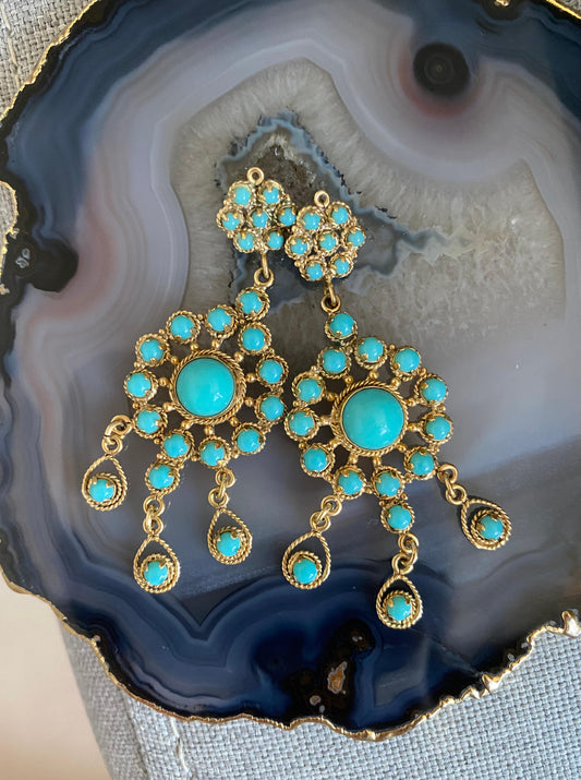 Statement Vintage Turquoise Dangle Earrings